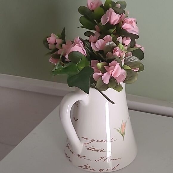 Teleflora Ceramic Pitcher with Pink Roses - Picture 2 of 6